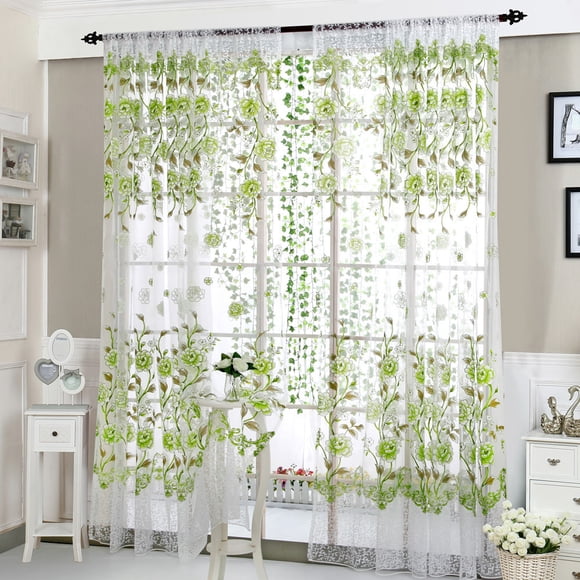 sdhkgrrt under $5 Peony Sheer Curtain, Peony Sheer Curtain Panel,Voile Window Drape,Modern Floral Curtain,Living Room Curtain,Bedroom Window Treatment