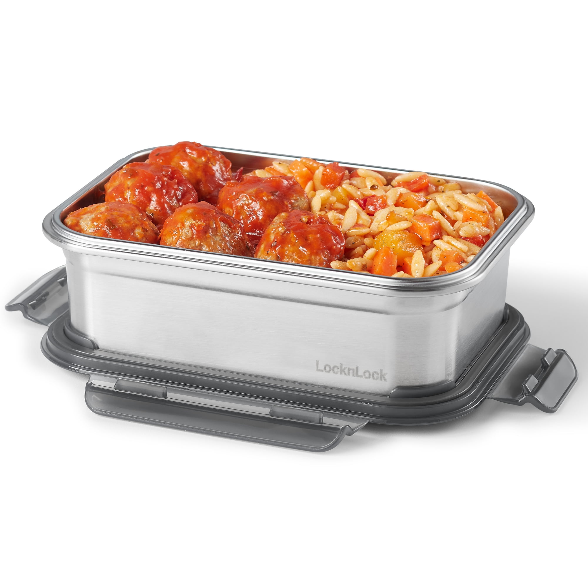 Starfrit LocknLock Steel, Contenant de rangement en acier inoxydable, Capacité de 1,2L /40oz, Rectangulaire, avec couvercle