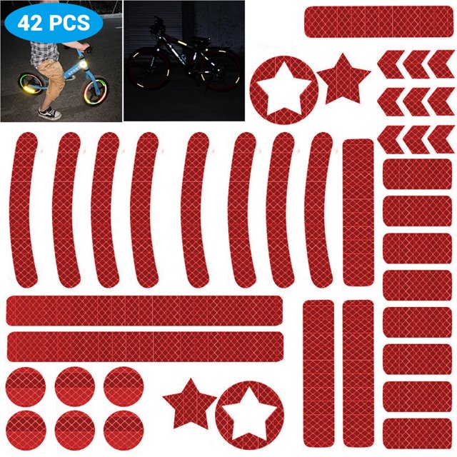 maskred 42 Pcs Autocollants Réfléchissants pour Vélo Réflecteur de Moto Réflecteur d'Avertissement de Cyclisme Ruban Autocollant de Cyclisme Rouge