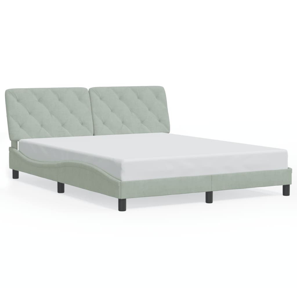 vidaXL Bed Frame with Headboard Light Grey 152x203 cm Velvet