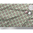 thumbnail image 2 of Soimoi Green Cotton Voile Fabric Square & Triangle Geometric Print Sewing Fabric Yard 56 Inch Wide, 2 of 3