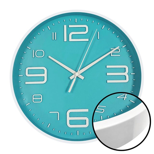 Hauz - Horloge Murale Ronde, Diamètre de 10 Pouces, Précision Quartz, Bleu
