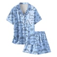 thumbnail image 5 of Pyjama en Satin pour Fille Imprimé Manches Courtes Boutonné Hauts Unis Ensemble T-Shirt Ensemble de Pyjama Mode pour Filles Pyjama pour Garçons Garçons Filles Mode, 5 of 5