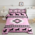 thumbnail image 2 of Erosebridal Ensemble de Literie Animal Cheval Simple pour Adolescent, Couette Bohème Hippie Aztèque, Rose Noir, Réversible, Léger, 2 Pcs, 2 of 7
