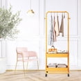 thumbnail image 4 of Support à Vêtements Polyvalent avec Roues Organisateur de Vêtements Roulant Petite Garde-Robe sur Roulettes Portant pour Chambre Buanderie Maison Jaune, 4 of 8