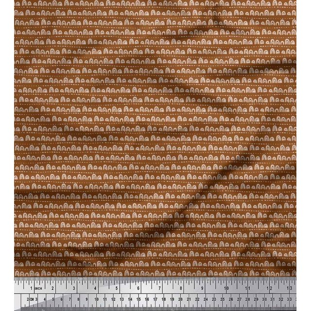 Soimoi polyester Crepe Fabric Artistic Waves Abstract Print Fabric by the Yard 52 Inch Wide