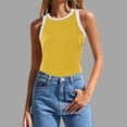 thumbnail image 2 of HBFAGFB Débardeurs pour Femmes Mode Col Rond Sans Manches Hauts Ajustés Légers Polyvalents Camisole Jaune Taille TG, 2 of 4