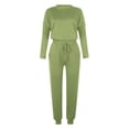 thumbnail image 4 of Mrat Woman 2 Piece Outfit Set 2 Piece Jogging Sets Solid Polyester Long Sleeve Sweatsuits Sets Two Piece Track Suits Drawstring High Waist Pants Set Comfy Outfits N-Army Green XL, 4 of 5