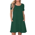 thumbnail image 2 of Meichang Robe T-Shirt pour Femmes avec Poches Décontractée à Manches Courtes Mini Robes d'Été Coupe Ample Col Rond Courte Robe T-Shirt de Plage, 2 of 6