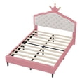 thumbnail image 3 of PU Leather Princess Bed with Tufted Headboard,Pink, 3 of 14