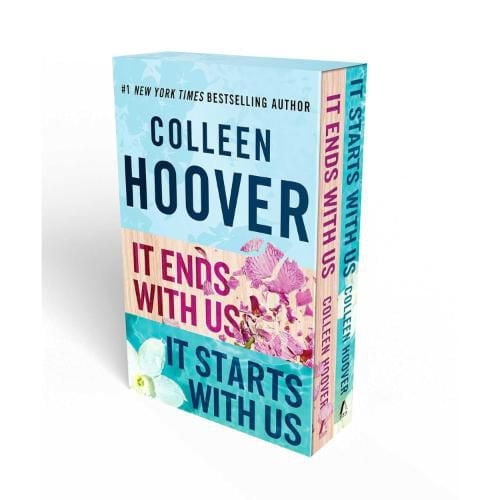 Colleen Hoover It Ends with Us Boxed Set It Ends with Us, It Starts with Us - Box Set showing two paperback books with pastel blue and pink floral covers stacked together, with bold title and author text on front and spine, suitable for young adult nonfiction readers.