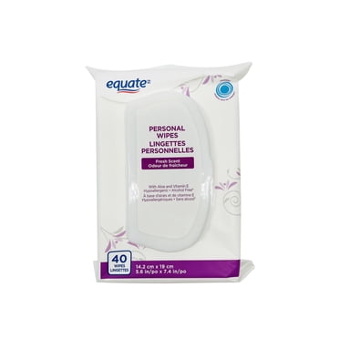 Equate Flushable Personal Wipes, Fresh Scent, Resealable Pack, 40 Wipes