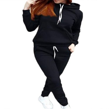 Women Jogger Outfit Suits Long Sleeve Sets Tracksuit 2pcs Long Pants Hoodie Set XXL
