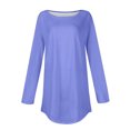 thumbnail image 5 of LLYwey Chandails en Coton pour Femmes en Solde Blouses d'Automne à Col Rond pour Femmes Couleur Unie Mode Chemises à Manches Longues Smockées Hauts Chandail à Col Rond Blouses Chemises Bleu G, 5 of 5