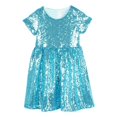 thumbnail image 1 of GDREDA Robe d'Été Imprimée Robe Fille Robe Bébé Tout-Petits Robe à Paillettes Enfants Robe de Fête Demoiselle d'Honneur Robe de Mariée Bleu Clair,5a, 1 of 8