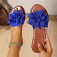thumbnail image 2 of FRSASU Women's Bow Knot Flat Sandals Open Toe Slip On Slide Slipper Single Band Flats Blue, 2 of 5