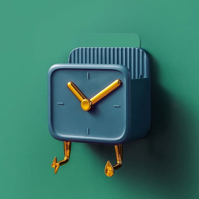 Punch-Free Alarm Clock Wall Hook Storage Rack, Organizer for Kitchen Supplies & Bedroom Essentials, Hanging Pendant Shelf Unit