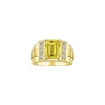 thumbnail image 1 of RYLOS Men's Rings Yellow Gold Plated Silver Designer Style 10X8MM Emerald Cut Shape Gemstone &  Diamonds Citrine November Birthstone Rings For Men Size 8, 1 of 5
