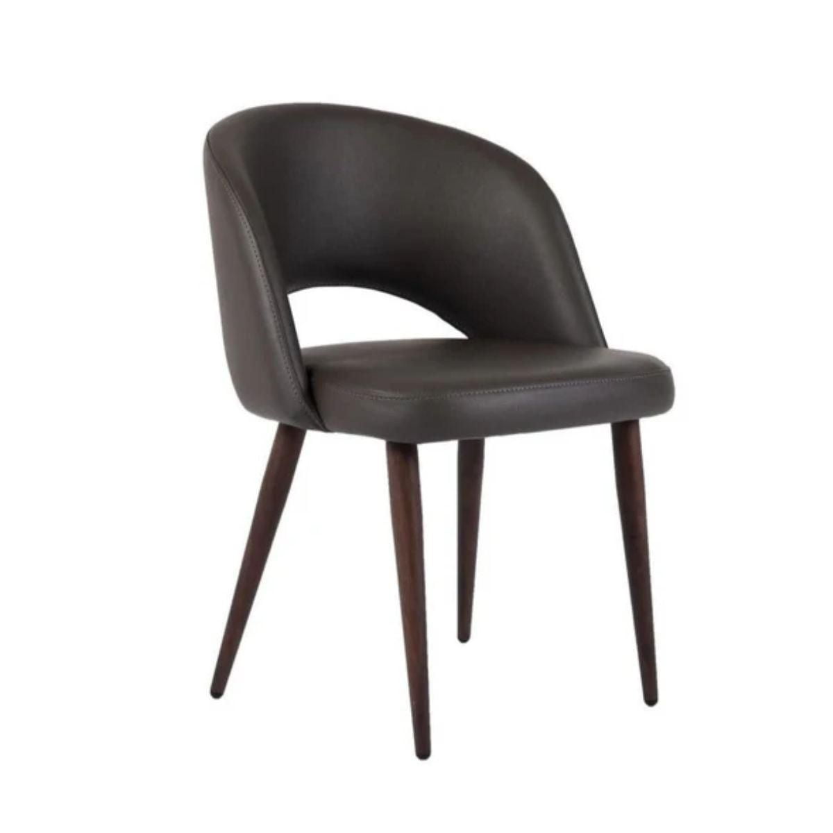 Chaise à dossier haut moderne du milieu du siècle avec cuir PU et pieds en noyer – Élégante et polyvalente pour les salles à manger ou les sièges d'appoint