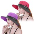 thumbnail image 1 of maskred 2 Pcs Chapeaux de Pêcheur pour Femmes Protection de Queue de Cheval Chapeau de Soleil à Grand Bord Casquettes No.1, 1 of 6