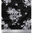 thumbnail image 1 of Soimoi Velvet Fabric Leaves, & Rose Floral Print Fabric by Yard 58 Inch Wide, 1 of 3
