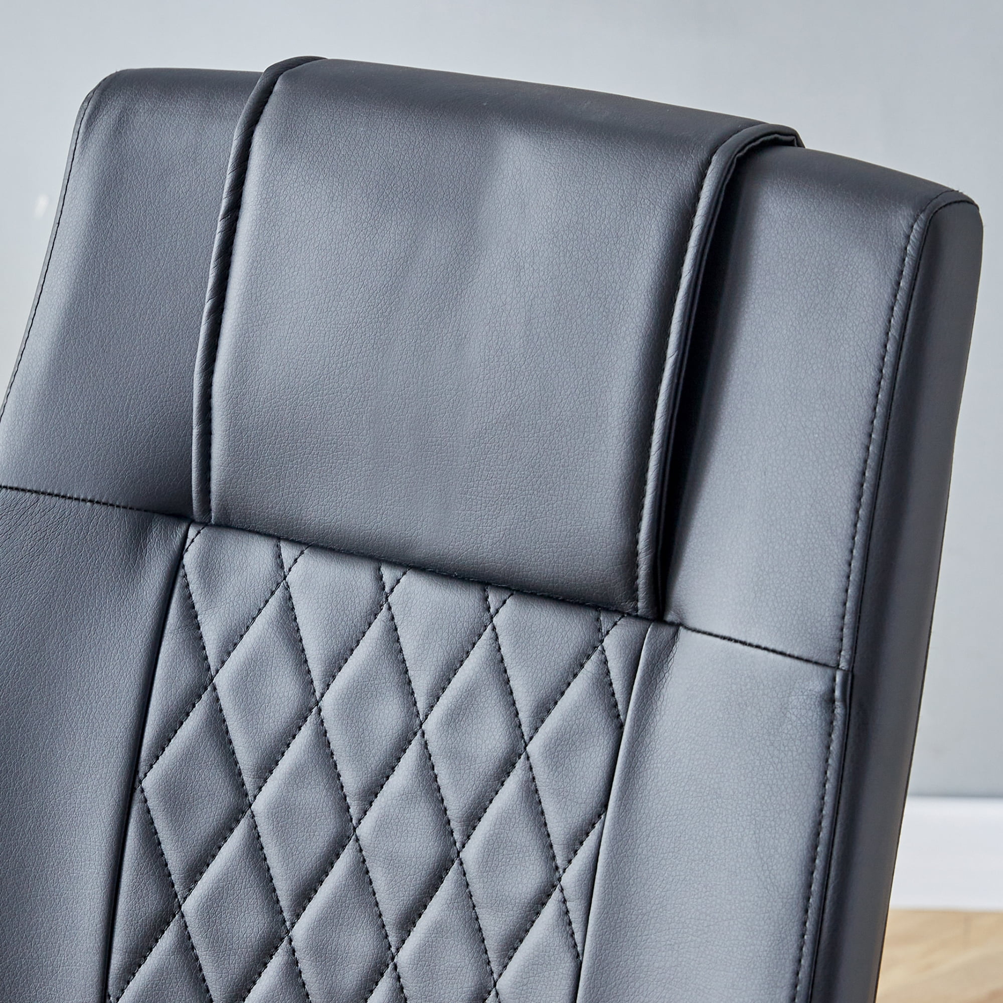 Noble House Set of 6 Modern Dining Chairs,Faux Leather Padded Seat with Metal Legs,for Kitchen Living Bedroom,Black