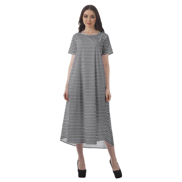 Moomaya Robes d'Été Imprimées pour Femmes à Manches Courtes en Coton Flex Robe de Soirée