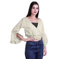 thumbnail image 3 of Moomaya Printed Womens Crop Top Wrap Style Top Wear Ruffle Long Sleeve Casual Summer Blouse, 3 of 5