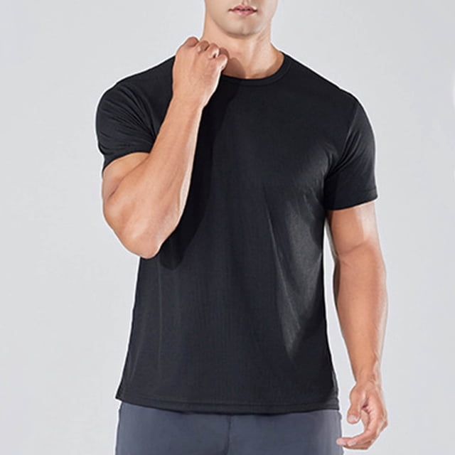 Compression Shirts for Men Quick Drying Summer Gym Shirts Breathable Stretchy Short Sleeve Crew Neck Basic T-Shirts for Activewear