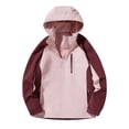thumbnail image 1 of Pisexur Manteau de Pluie Léger pour Femmes Imperméable à Blocs de Couleur Manteau de Pluie Coupe-Vent Manteaux de Pluie Imperméables avec Capuchon L-5TG, 1 of 2