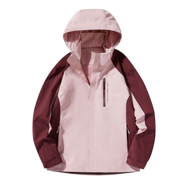 Pisexur Manteau de Pluie Léger pour Femmes Imperméable à Blocs de Couleur Manteau de Pluie Coupe-Vent Manteaux de Pluie Imperméables avec Capuchon L-5TG
