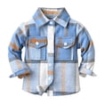 thumbnail image 1 of jsaierl Toddler Kids Baby Boys Girls Flannel Plaid Shirt Jacket Long Sleeve Button Down Tops Coat Shacket Jacket Fall Winter Clothes 3M-10T, 1 of 5