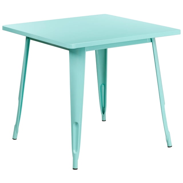 Table intérieure-extérieure en métal noir carrée de 31,5 po