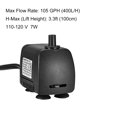 thumbnail image 2 of Unique Bargains 105 GPH (400L/H, 7W, 110-120V) Submersible Water Pump US Plug for Pond Fish Tank, 2 of 5