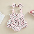 thumbnail image 3 of Baby Girls Rompers Clothes Summer Infant Sleeveless Cotton Linen Bodysuits Jumpsuits Headband Outfits, 3 of 9
