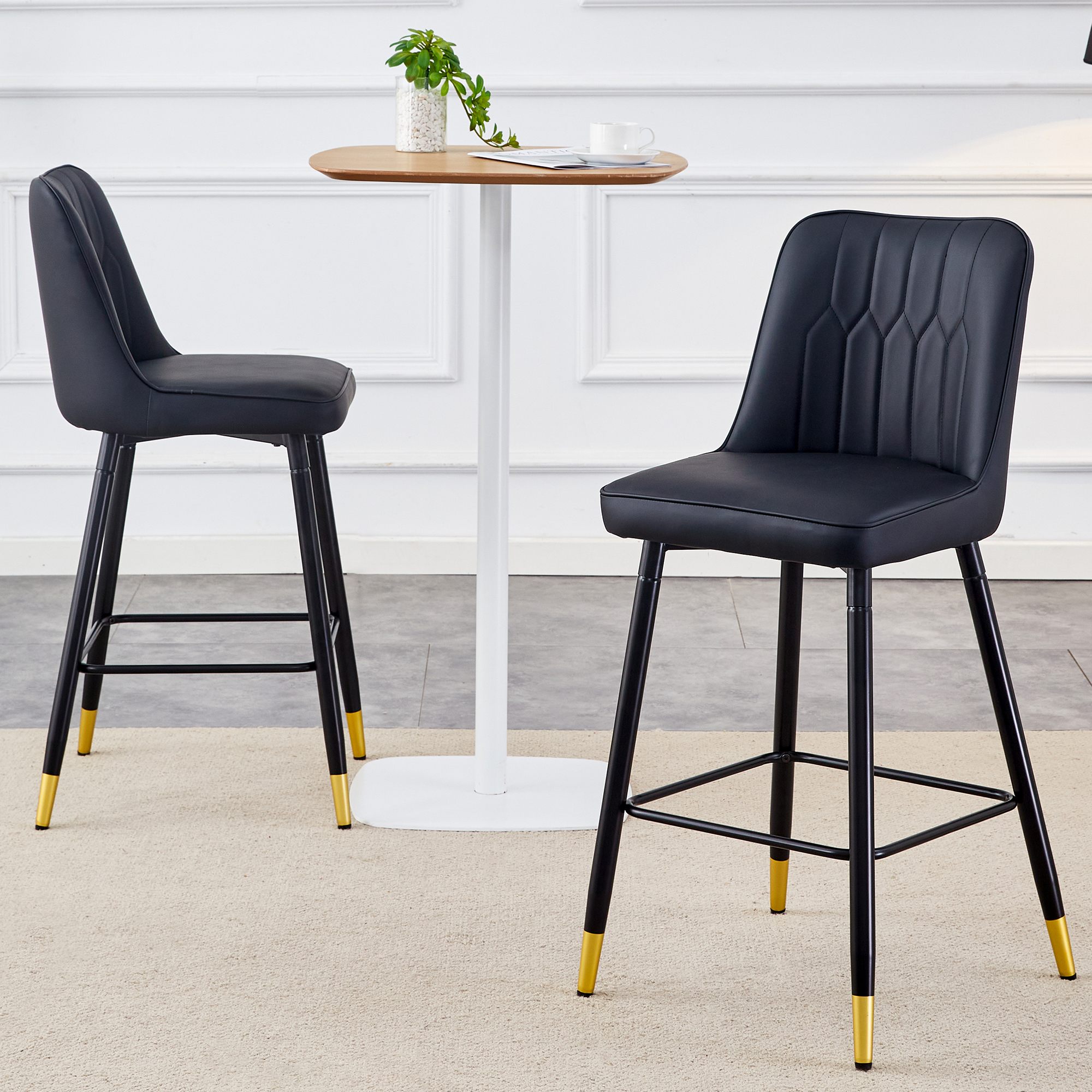 Ensemble de 2 chaises de bar Noble House, hauteur 100 cm, cuir PU noir