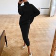 thumbnail image 2 of KIHOUT Womens 2 Piece Outfits Solid Color Long Sleeve Loose High Neck Sweater Tops and Skirt Lounge Set, 2 of 6