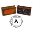 thumbnail image 2 of Printtoo Square Swirl Border Alphabet A Monogram Wood Mounted Rubber Stamp Office Stationary, 2 of 5