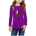 thumbnail image 1 of RXIRUCGD Chemises à Manches Longues pour Filles, Col Rond Mignon, Blouses Décontractées Élégantes (Violet, Taille : 5 Ans), 1 of 5