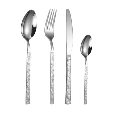 Birdeem Four-Piece Stainless Steel Knife Fork and Spoon Wood Grain Western Tableware Knife Fork and Spoon Stone Grain Handle Knife Fork and Spoon