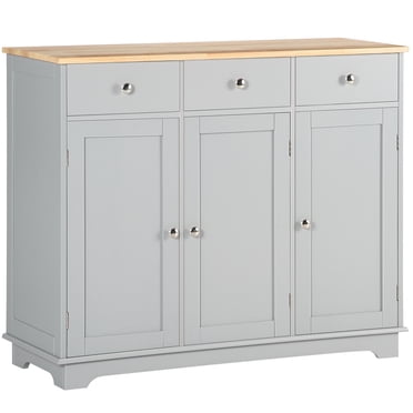 HOMCOM Coffee Bar Cabine, Kitchen Cabinet with Drawers, Grey
