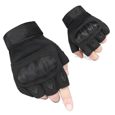 Gants de moto hommes gants de sport gants tactiques demi-doigt avec dos rembourré adaptés à la moto, au paintball et à d'autres activités de plein air （L）