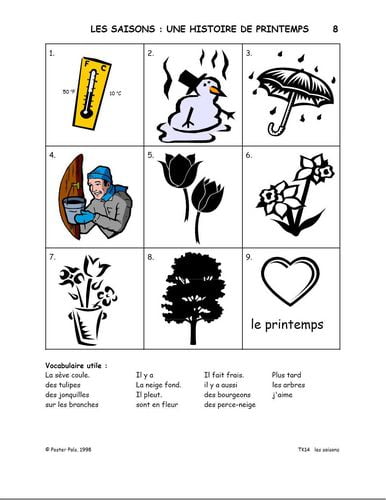 Activités reproductibles en français pour la classe de FLS sur les saisons