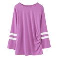thumbnail image 2 of WEAIXIMIUNG Chemise à Phrase pour Enfants Petites Filles Tunique Col Rond Couleur Unie Manches Longues Rayée Confortable Décontractée avec Boutons Latéraux Blouse T-Shirt 4-5 Ans, 2 of 6