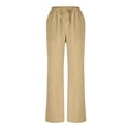 thumbnail image 4 of Timegard Pants for Women Plus Size Drawstring Waist Straight Leg Lightweight Casual Loose Trousers, 4 of 6