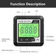 thumbnail image 3 of Protracteur Numérique et Inclinomètre avec Base Magnétique - Outil de Mesure Précise pour Angles et Niveaux, Design Léger pour une Portabilité Facile, Écran LCD Rétroéclairé, Finition Noir et Blanc, 3 of 7