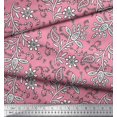 thumbnail image 2 of Soimoi Polyester Crepe Fabric Leaves & Floral Block Print Fabric by Yard 52 Inch Wide, 2 of 3