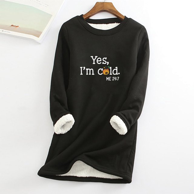 T-Shirts pour Femmes Col Rond avec Poche Épaissi en Peluche Chaud Manches Longues Hauts d'Automne pour Femmes 2023 Tendance en Liquidation