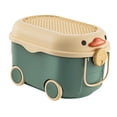 thumbnail image 2 of veasfak Cartoon Duck Shape Toy Storage Box with Wheels Storage Bin Portable Baby Clothes Green Middle, 2 of 9