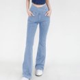thumbnail image 3 of AherBiu Jeans Évasés pour Femmes, Taille Haute Croisée, Pantalon en Denim à Pattes d'Éléphant, Pantalon de Yoga Extensible en Jean, 3 of 3